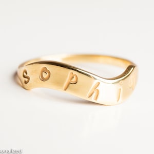 Gold Name Ring - Signet Ring Women  - Hand Stamped Ring - Dainty Gold Ring - Custom Name Ring - Personalized Womens - Personalized Gift