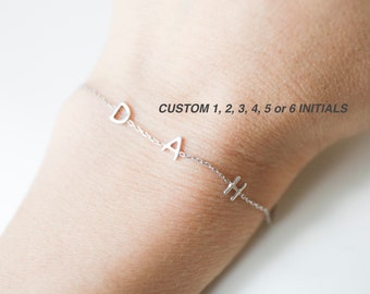 Personalized Tiny Initial Bracelet, Personalized Jewelry, Friendship Custom Bracelet, Bridesmaid Gift, Silver Bracelet, Bracelets for Women