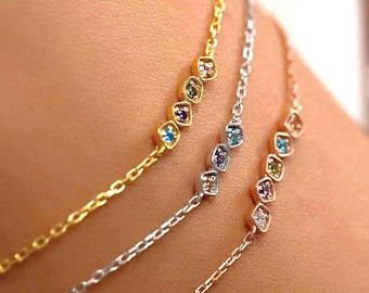 Unique Family Birthstone Bracelet, Bridesmaid Gifts, Personalized Birthstone Jewelry, Bridesmaid Gift, Dainty Gold Charm Bracelet