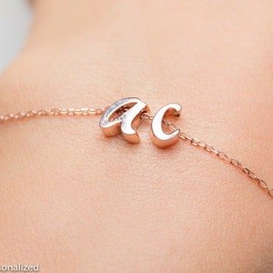 Personalized Initial Bracelet Rose Gold Bracelet Personalized Bracelet Minimalist Bracelet Letter Bracelet image 2