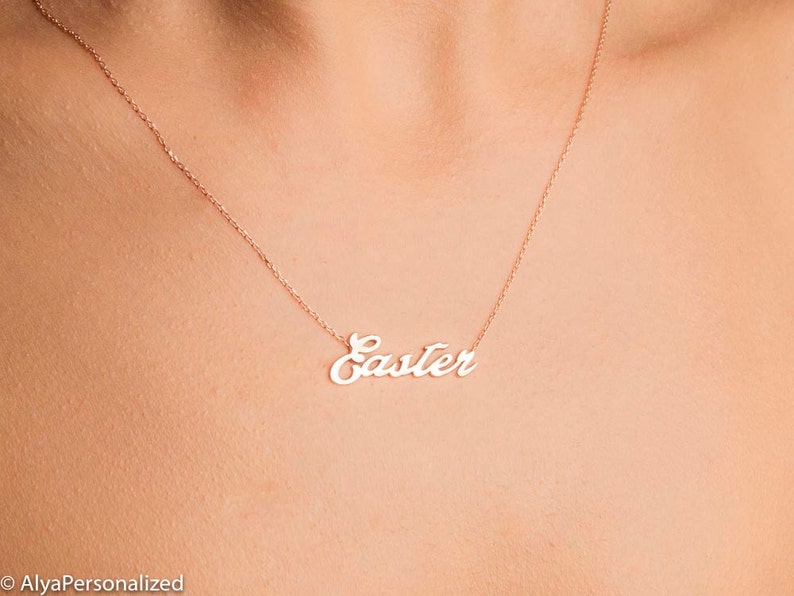 Rose Gold Name Necklace Personalized Necklace Custom Name Etsy