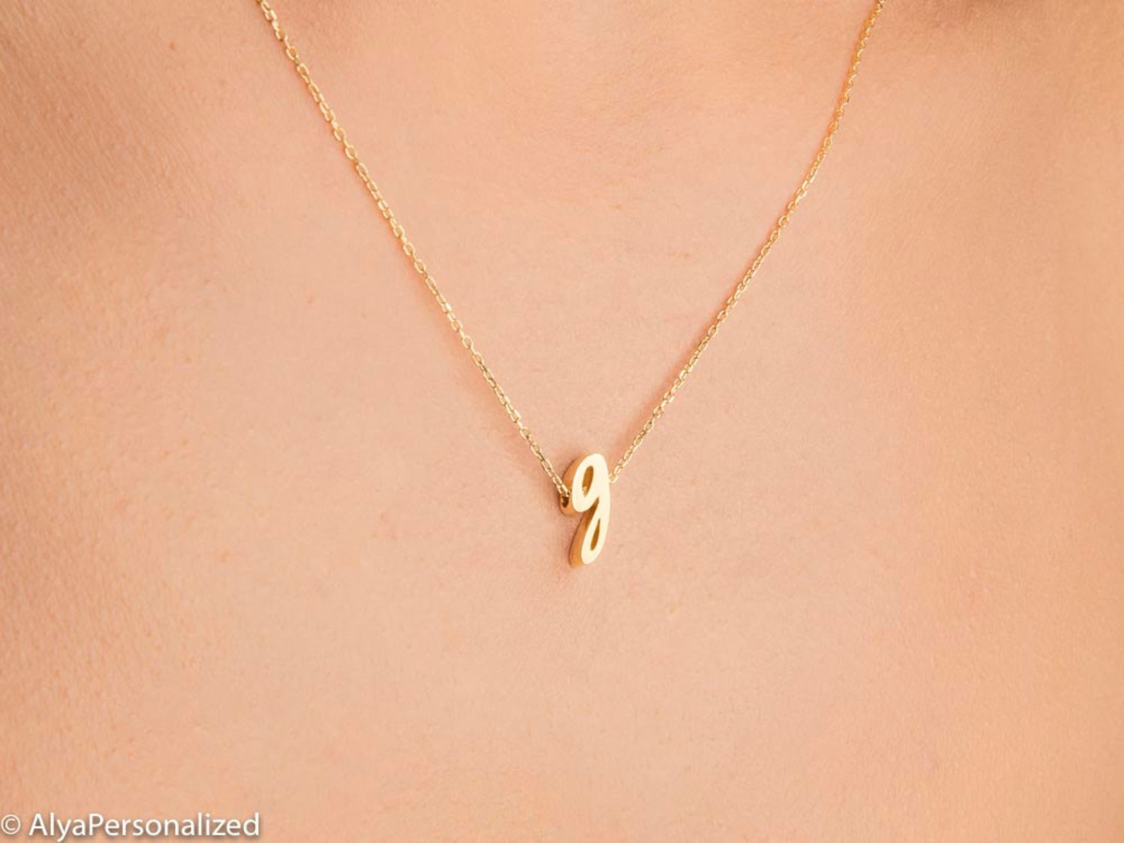 Dainty Necklace Rose Gold Initial Necklace Gift for Her Etsy