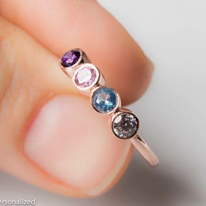 14K Gold Mothers Birthstone Ring with 2 or 3, 4, 5 Stone, Grandma Gift, Personalized Birthstone Jewelry, Rings For Women, Gifts for Mom image 4