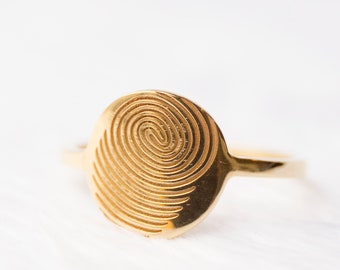 Fingerabdruck Ring, 14K Gold Fingerabdruck Schmuck, Gold Siegelring, personalisierte Geschenk, Gedenkschmuck Geschenk, Sentimentale Geschenke
