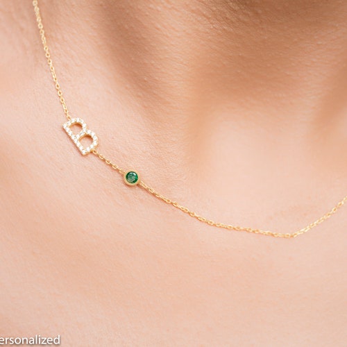 Gold Jewelry Sideways Initial Necklace 