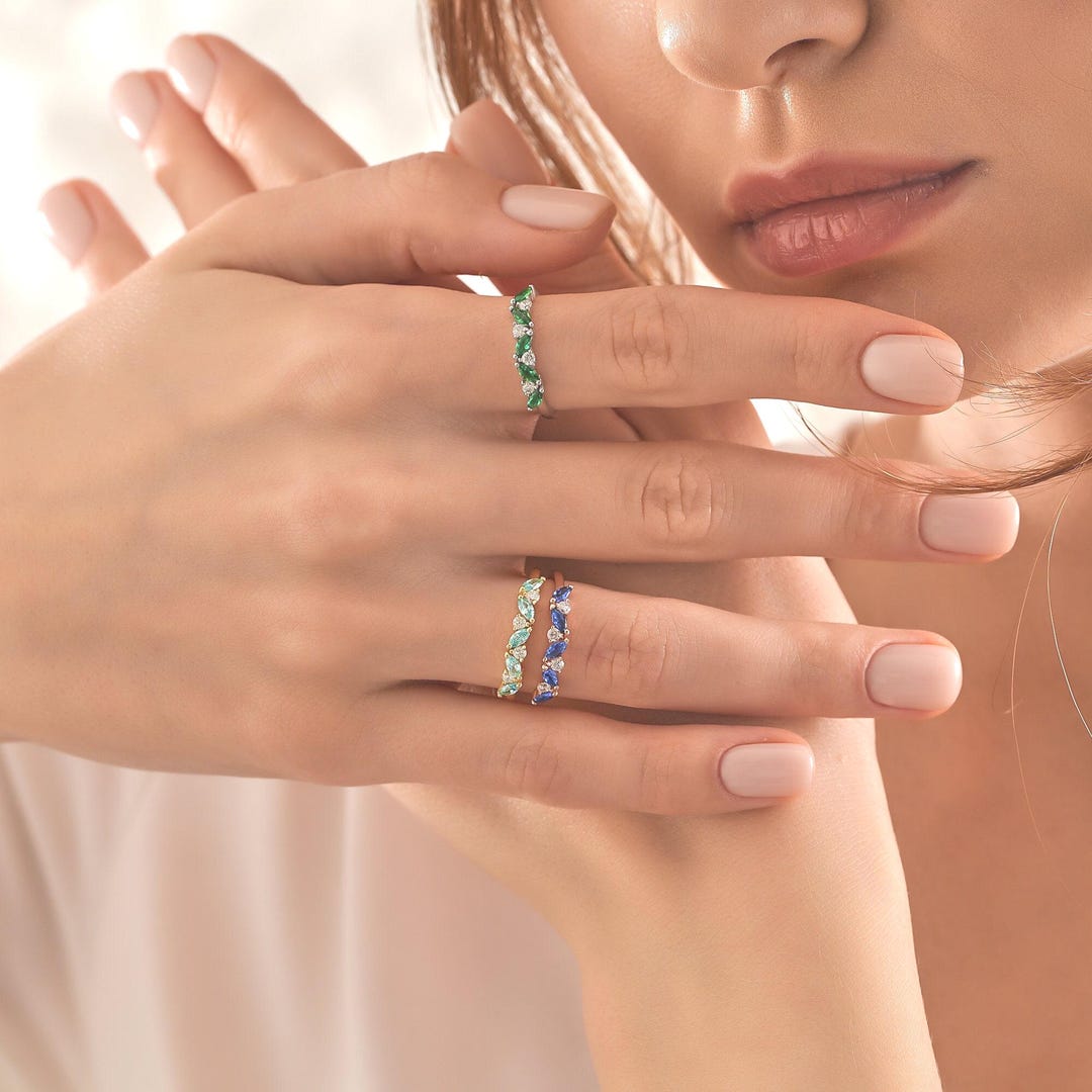 Birthstone Ring Stackable for Mom • Personalized Jewelry