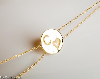 Personalized Initial Bracelet - Initial Jewelry - Dainty Bracelet -Bridesmaid Jewelry Set of 4 - 5 - 6 - Layered Bracelet -Hammered Bracelet