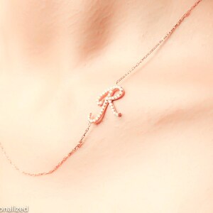Handmade Jewelry -  Personalized Necklace - Personalize Necklace - Initial Necklace Sideways - Birthday Gifts For Her