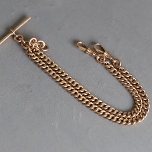 Vintage 9ct Gold Double Albert Chain with T Bar 15.5” 46.3g