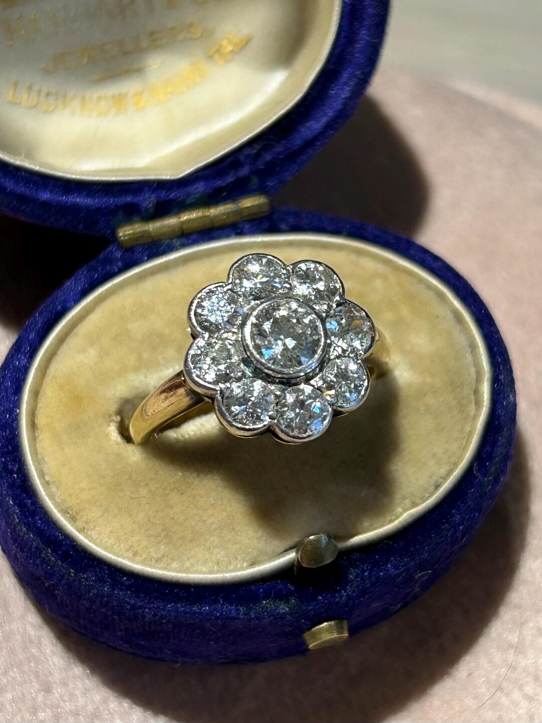 Large Vintage Diamond Daisy Ring UK L US 5.75 - Etsy