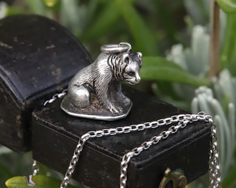 Antique Victorian White Metal Bear Fob Pendant