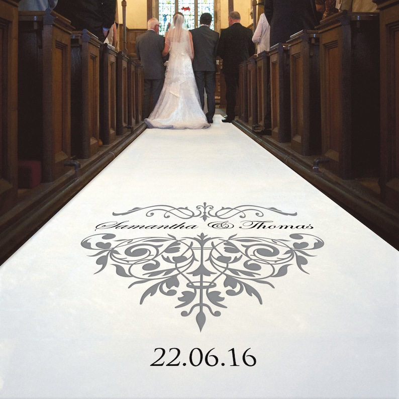 Majestic Wedding Aisle Runner With Personalised Text Etsy UK