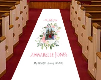 FUNERAL AISLE RUNNER l Celebration of Life Decoration |Funeral Welcome sign | Memorial Service Decor | Floral Memorial |  Funeral Decor Idea