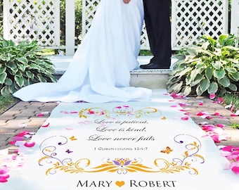 Butterfly Corinthians  Aisle Runner. Simply Beautiful Ceremony Carpet Decoration.