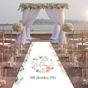 Wedding Aisle Runner - Rose Water-color  Border Personalized Wedding Aisle Runner. Wedding décor Wedding Decoration