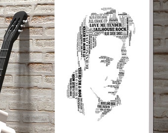 Elvis Presley Word Art Canvas Print. ELVIS PRESLEY Legend Song title Cool Music Canvas Design