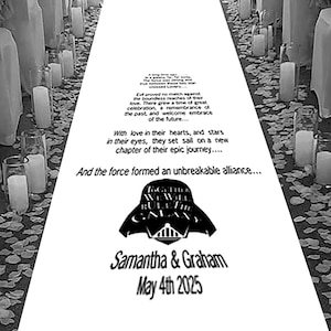 Sci-Fi Themed Personalised Wedding Aisle Runner. May The Force Be With You With This Stunning Church Aisle Carpet Decoration