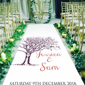 Personalised Wedding Aisle Runner. Stunning Autumn Themed Carpet Decoration For Wedding Ceremony with Your Custom Text