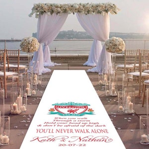 Personalised Wedding Aisle Runner for Ceremony and Wedding Venue Decor. Custom Printed Aisle Runner Soccer Themed Wedding Design
