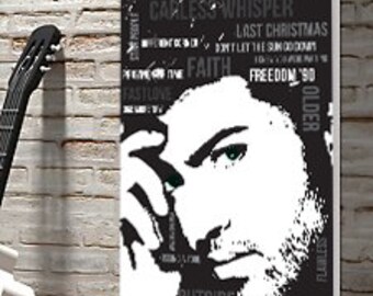 George Michael Original Artwork featuring George Michael and his famous song titles. Cool Music Canvas Print Design