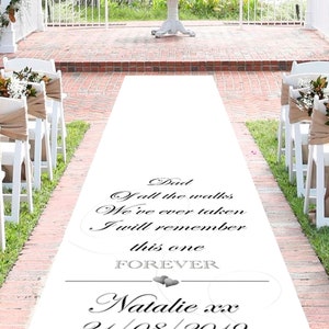 Personalised Wedding Aisle Runner "Walk of Love" Custom Church Wedding Carpet Decoration. Perfect Ceremony Finishing Touch