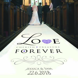 Personalised Wedding Aisle Runner for Ceremony and Wedding Venue Decor. Custom Printed Aisle Runner  LOVE Wedding Design