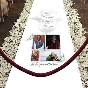 Wedding Memorial Aisle Runner. Wedding Decorations, Aisle Runner Wedding, Where feathers appear Angels are near Collage Aisle Runner image 1