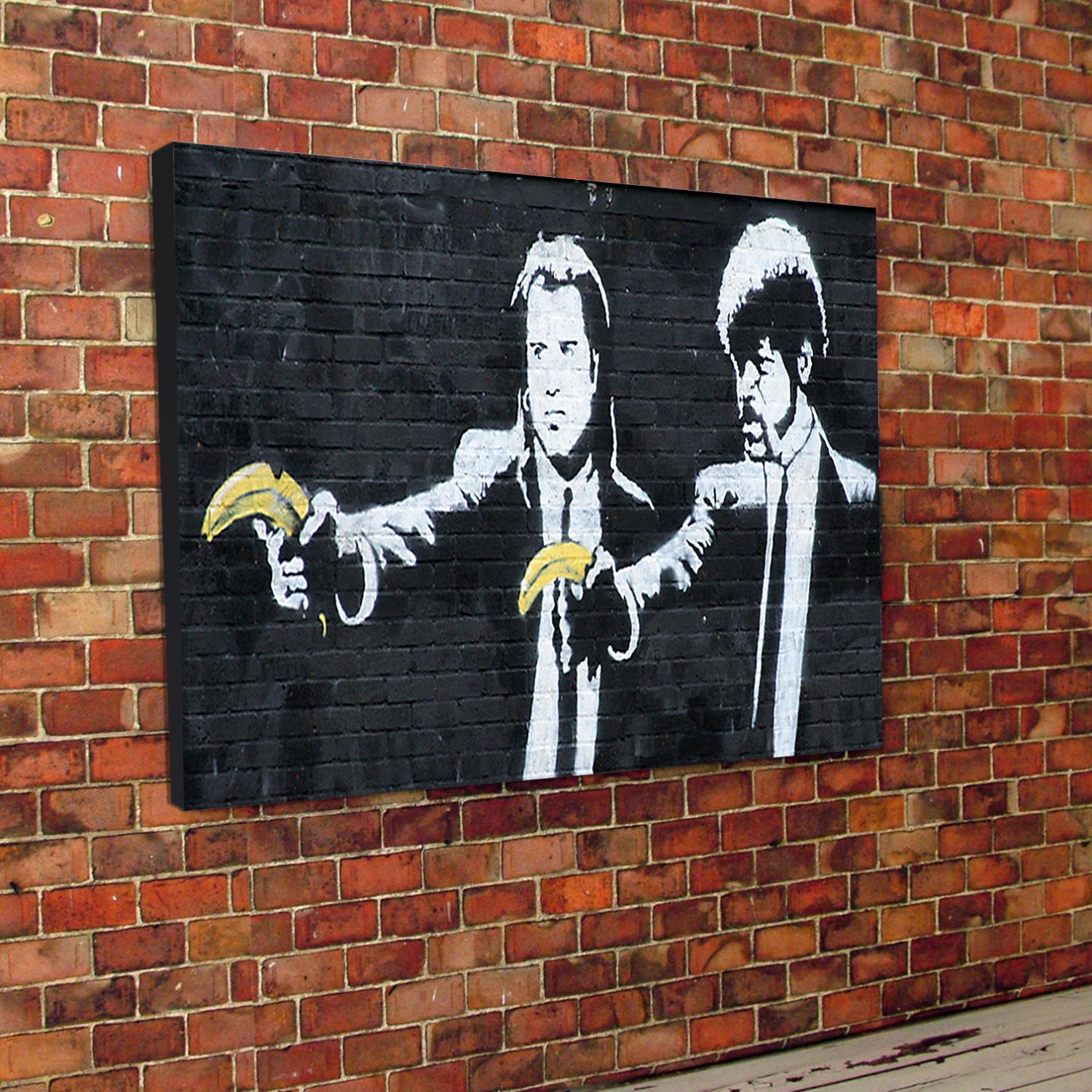 Banksy Pulp Fiction Original Affiche Rue Art Graffiti Banane Pistolet  Peinture