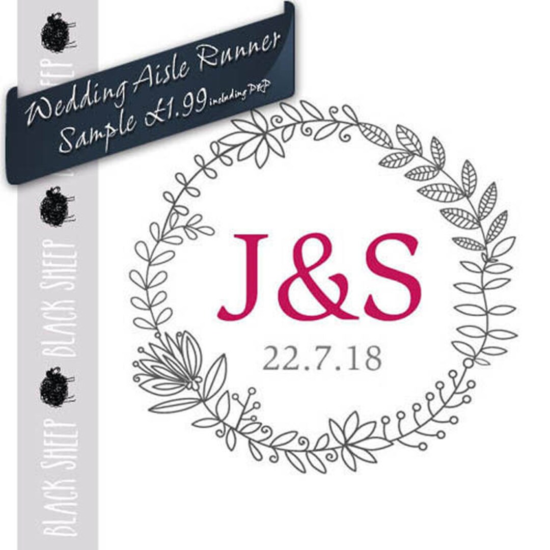 Personalised Wedding AISLE RUNNER SAMPLE Initials Design. Etsy