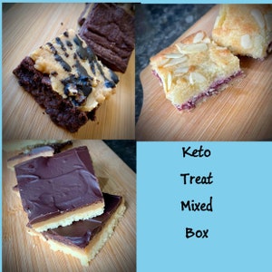 Keto / Diabetic  Sweet Treat Mixed Box  - Sugar Free Super Sweet, Gooey Brownies , Bakewell  & Millionaires Shortbread - From 1.2g Net Carbs
