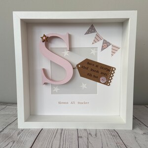 New Baby Girl Boy Personalised Gift Nursery Frame | Letter Initial Name | Christening Wall Decor Art Bedroom Unique Newborn Keepsake Picture