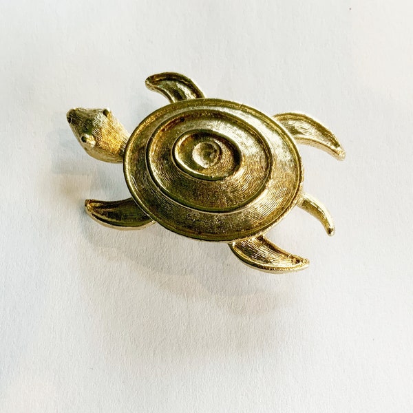 Vintage Mamselle Signed Brushed Gold Turtle Brooch