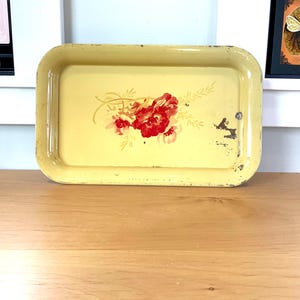 Vintage MCM Metal Serving Tray, Farmhouse