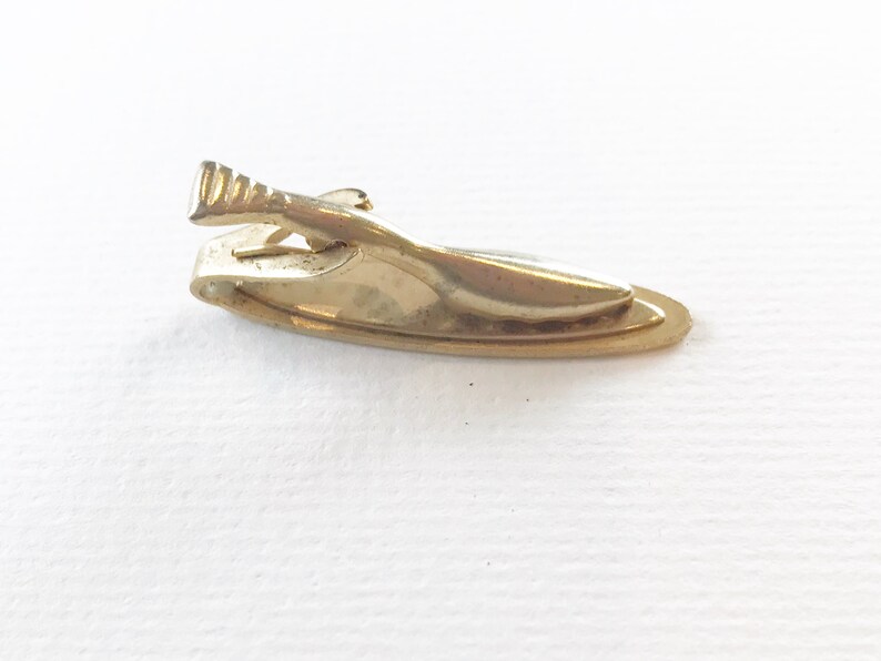 Vintage 1.75 Inch Gold Tone Tie Clip Free Shipping