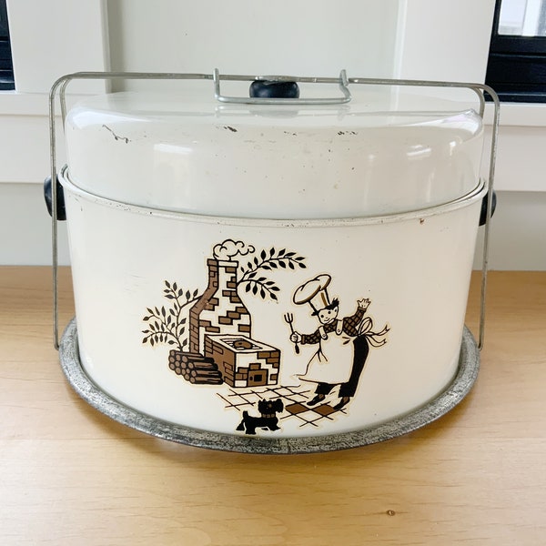 Vintage Mid Century BBQ Themed Cake or Pie Carrier