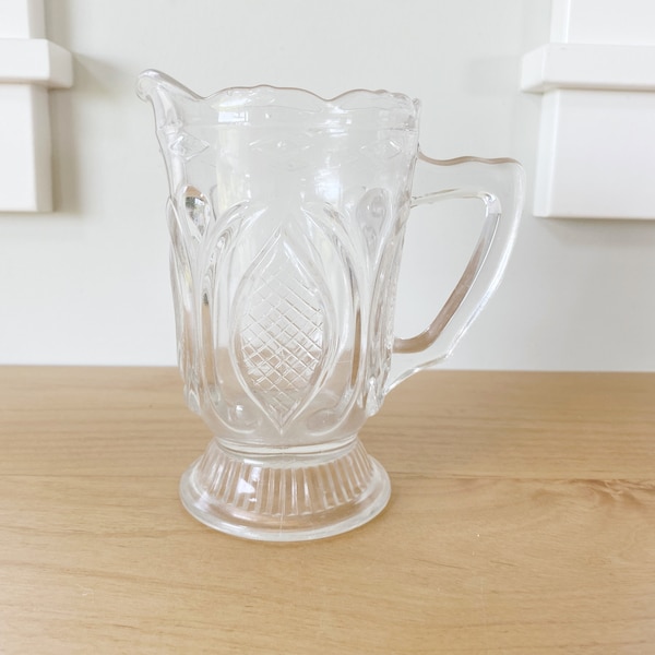 Vintage Pressed Glass Syrup Pitcher, 5 in