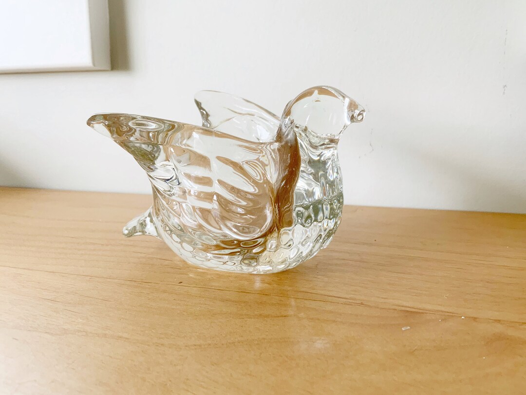Vintage Crystal Glass Bird Candle Holder Marked Avon Etsy