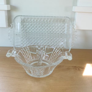 Vintage Farmhouse Glass Divided Serving Dishes, Set of Two