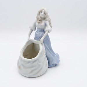 Vintage 1994 House of Lloyd Porcelain Maiden Planter – Woman in Blue Dress Figurine Vase