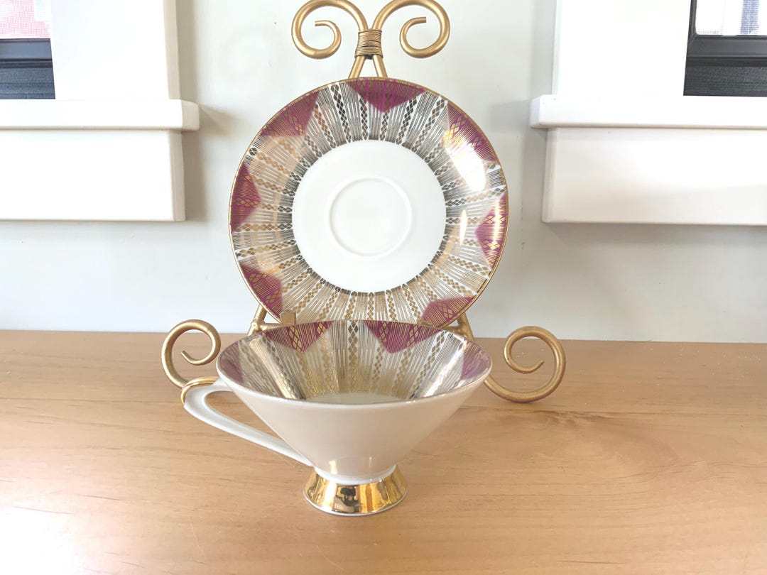 Vintage Art Deco Tea Set Sets Online Store Reference: Vintage Art Deco Tea Cup And Saucer Set Red And