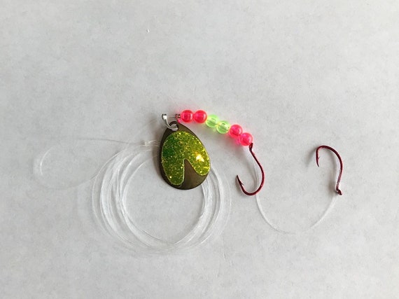 Crawler / Worm Harness: Three 3 Multi Color Fish Scale Spinner