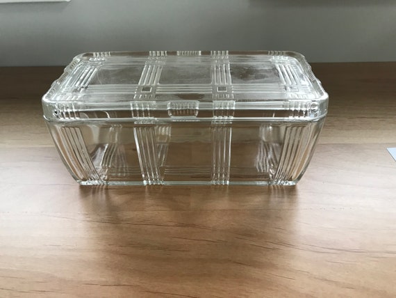 Vintage Glass Refrigerator Storage Container 8 X3 5x3 5 Inches Free Shicpping