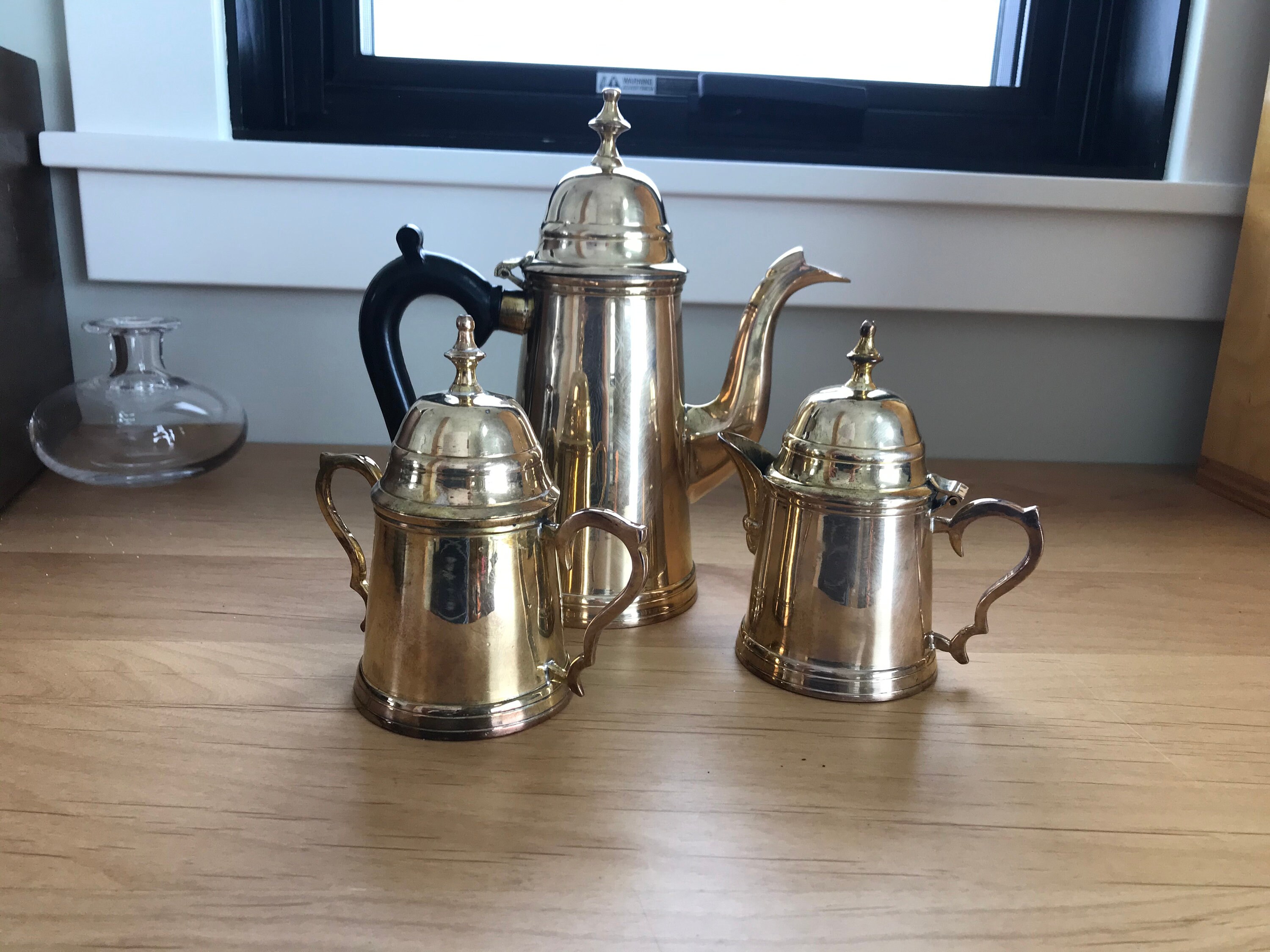Vintage Brass Mid Century Coffee Service Set Pot Free Etsy