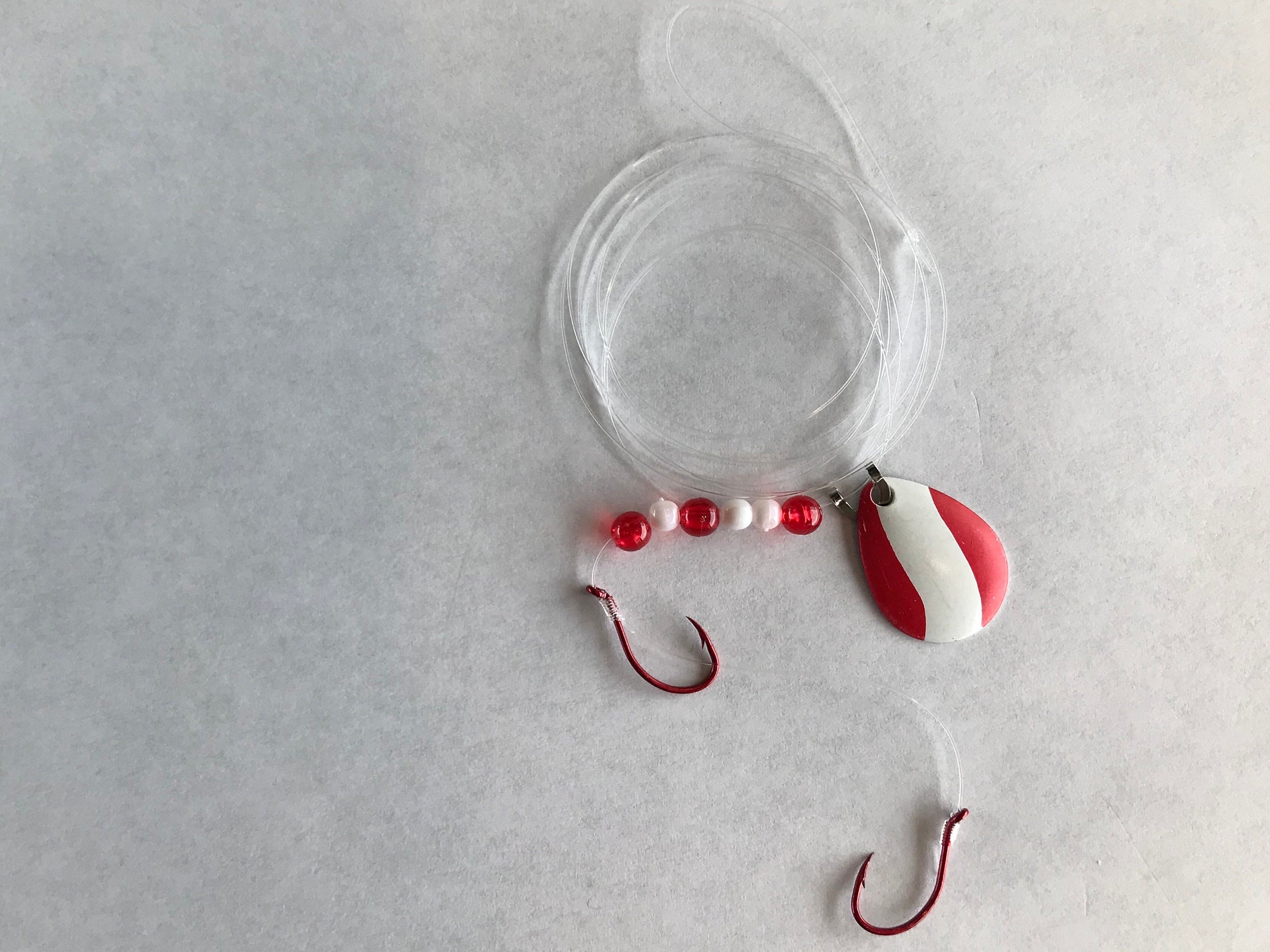 Crawler / Worm Harness: Three 3 Red and White Crawler Harnesses 