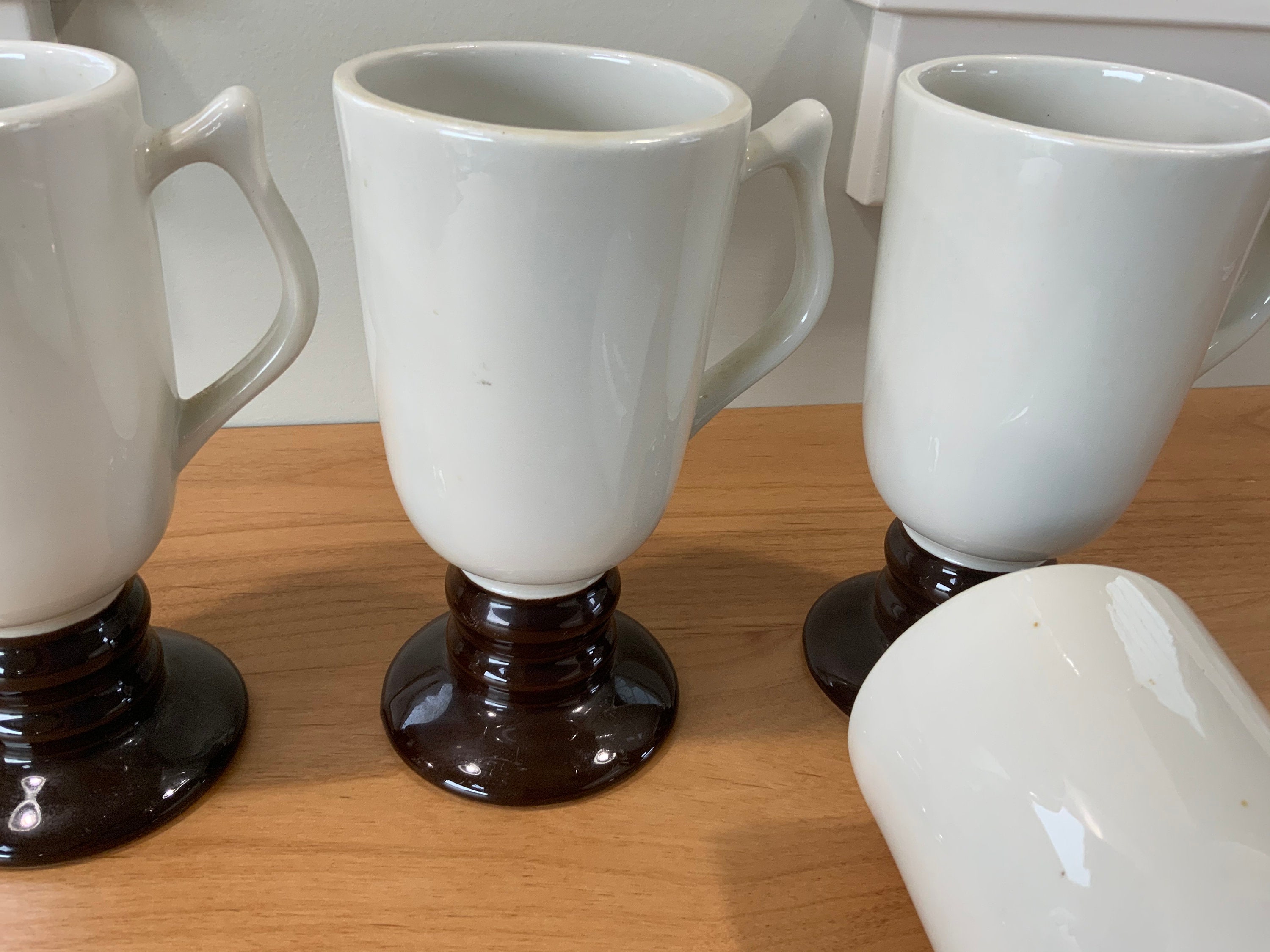 Vintage Ceramic Hall Irish Coffee Mugs Brown Base Set of 4 Etsy