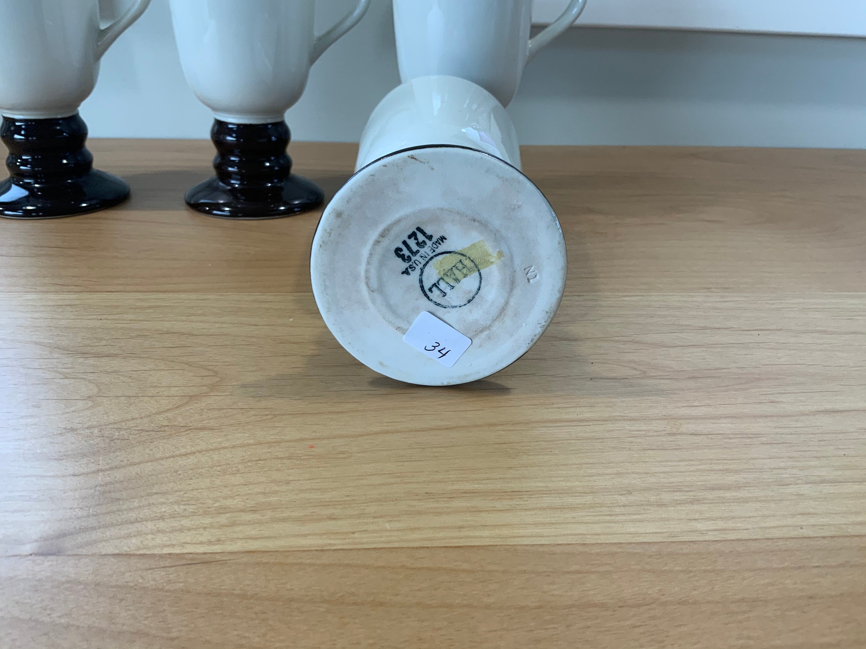 Vintage Ceramic Hall Irish Coffee Mugs Brown Base Set of 4 Etsy