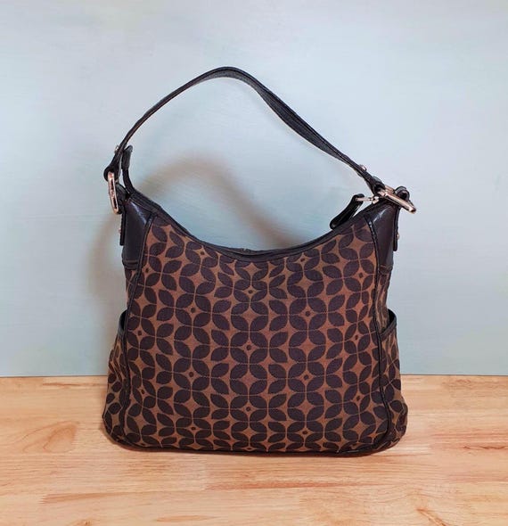 Brown Leather and Brocade Fossil Shoulder Bag - Etsy display picture 1