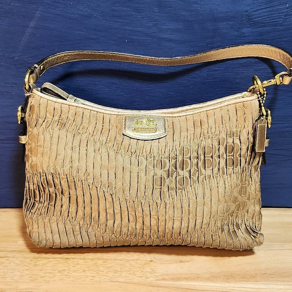 Small Pleated Gold Coach Bag