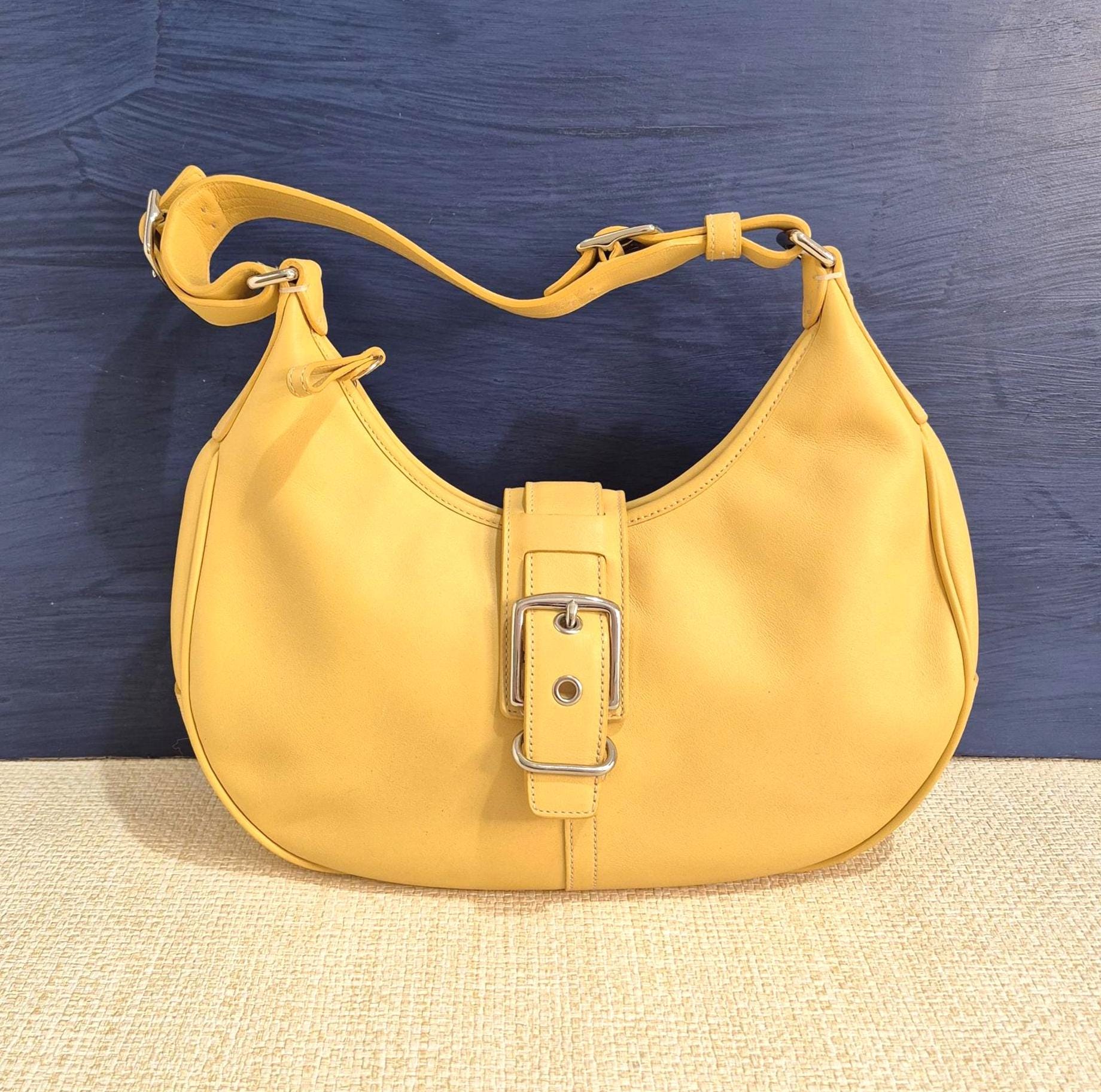 Vintage Yellow Leather Coach Bag (hampton Collection)