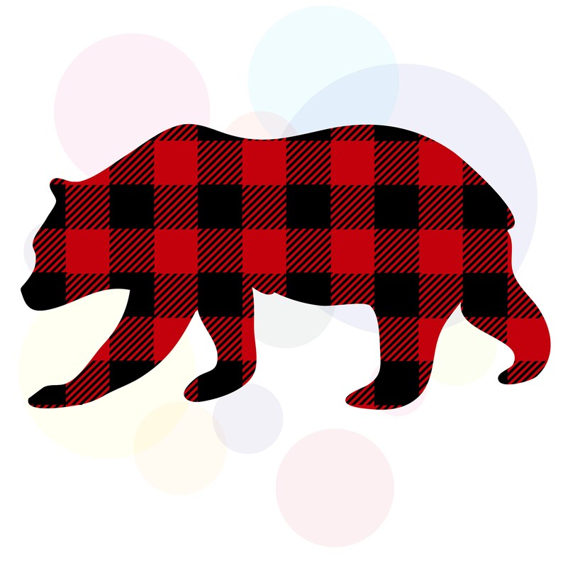 Buffalo Plaid Bear svg Printable Clipart Buffalo Plaid | Etsy